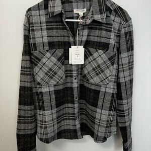 beachlunchlounge Tobey Black and Gray Plaid Shacket
